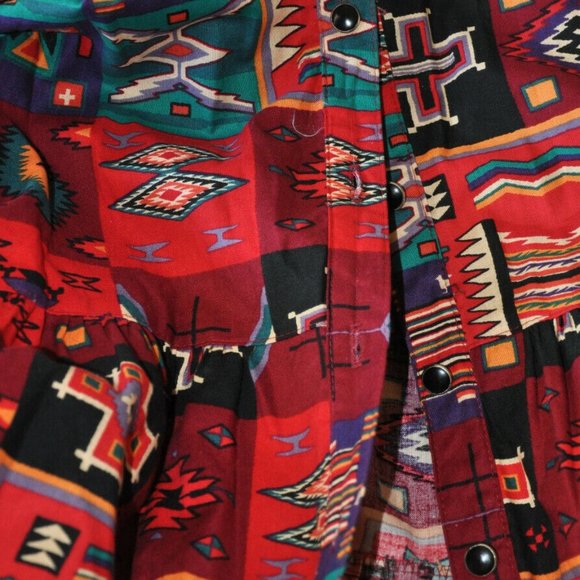 Vtg 80s Sherry Holt Desert West Multi Color Southwestern Tiered Skirt XS-S - Picture 6 of 6